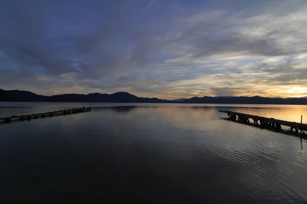 Tazawa Lake Pier Senboku Akita Japan Evening Scene — Stock Photo, Image