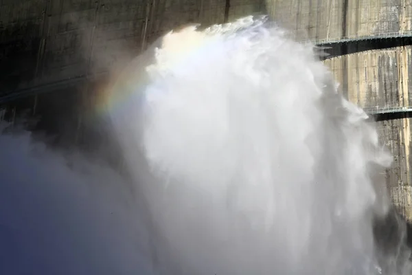 Décharge Barrage Kurobe Avec Arc Ciel Toyama Japon — Photo