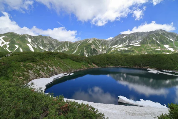 Étang Mikurigaike Chaîne Montagnes Tateyama Avec Neige Été Toyama Japon — Photo