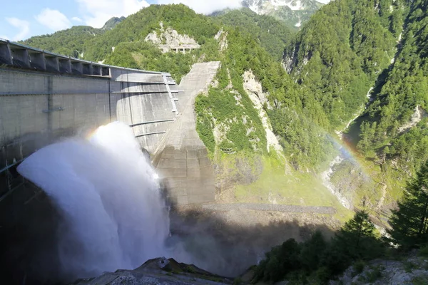 Descarga Presa Kurobe Con Arco Iris Toyama Japón — Foto de Stock