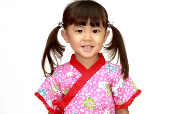 Menina Japonesa Yukata Roupa Tradicional Japonesa Noite Anos Parte Traseira — Fotografia de Stock