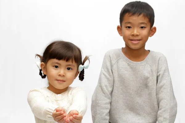 Japonês Irmão Irmã Anos Idade Menino Anos Idade Menina — Fotografia de Stock