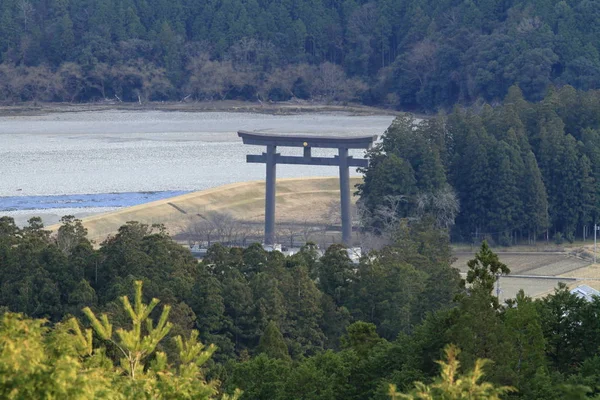 前熊野红谷大社 从日本和歌山的熊野朝圣路线可以看到 — 图库照片