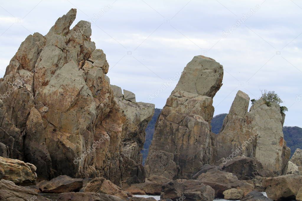Hashigui iwa rocks in Kushimoto, Wakayama, Japan
