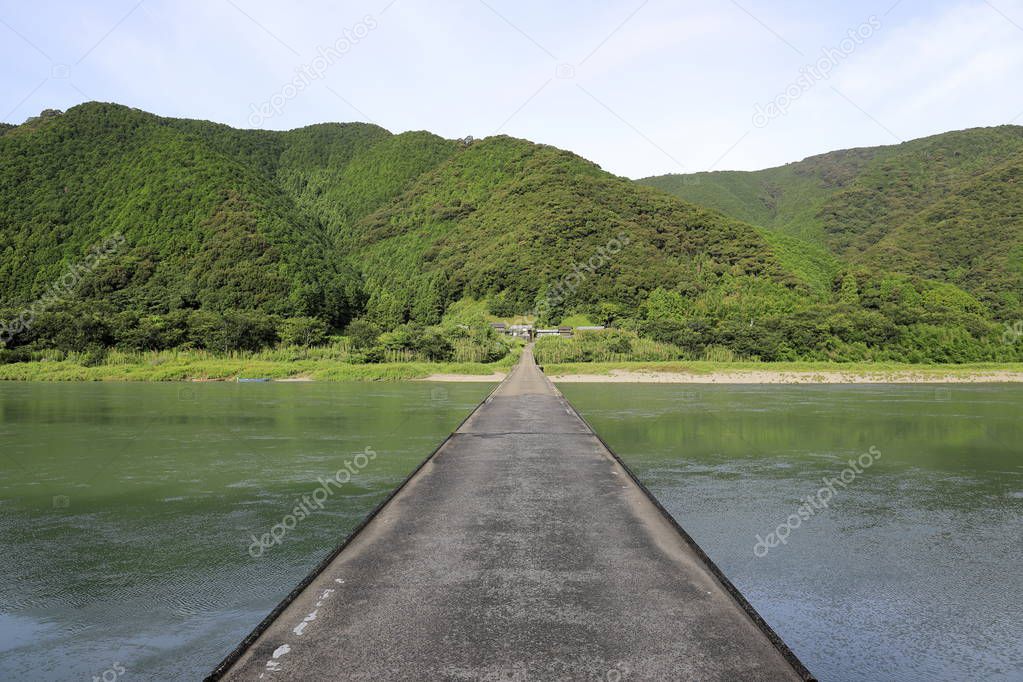 Takase bridge on Shimanto river in Kochi, Japan