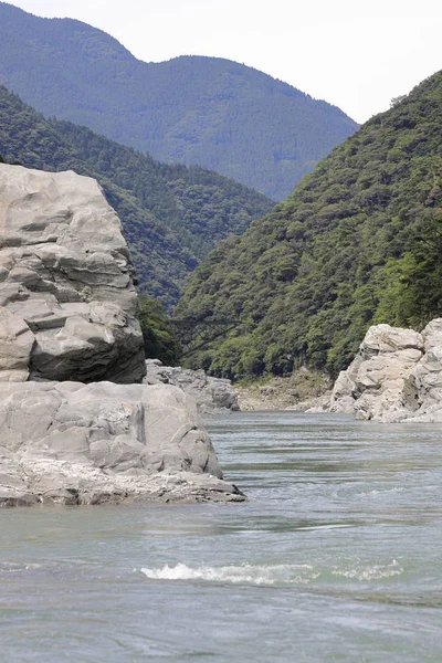 Yoshino nehrindeki Oboke geçidi, Tokushima, Japonya