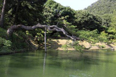 Ritsurin bahçesinde güney gölü, Takamatsu, Kagawa, Japonya