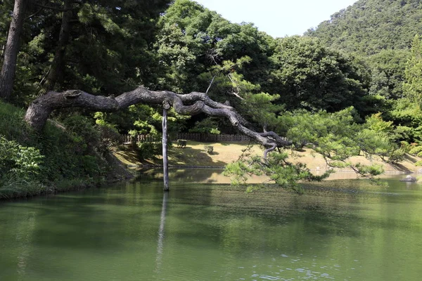 리츠린 가든의 남쪽 호수, 다카마쓰, 가가와, 일본 — 스톡 사진