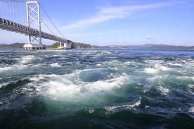 Naruto whirlpools and Onaruto bridge in Tokushima, Japan clipart