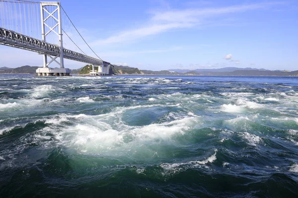 Naruto whirlpools and Onaruto bridge in Tokushima, Japan — Stock Photo, Image