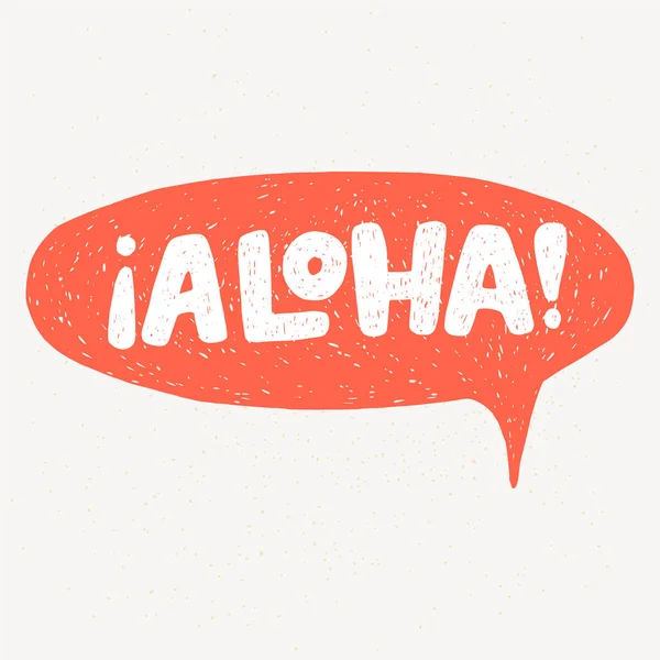 Aloha Hand Lettering Fun Doodle Style Typographic Headline Orange Speech — Stock Vector