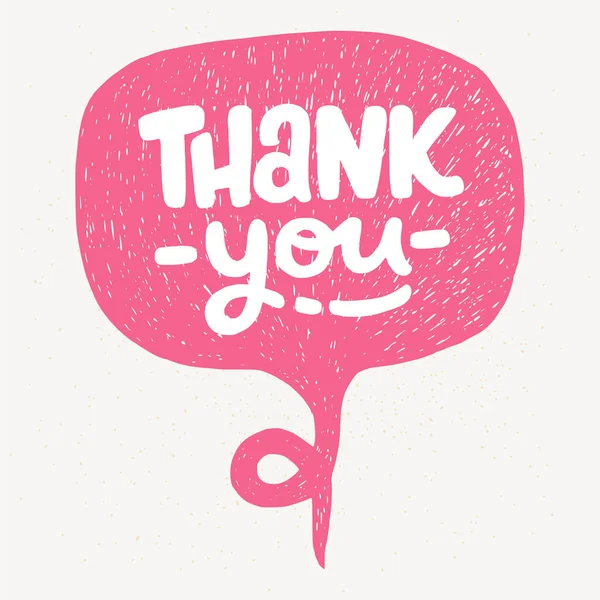 Dziękuję Ręka Napis Zabawy Doodle Typograficzne Nagłówek Stylu Różowy Dymek — Wektor stockowy