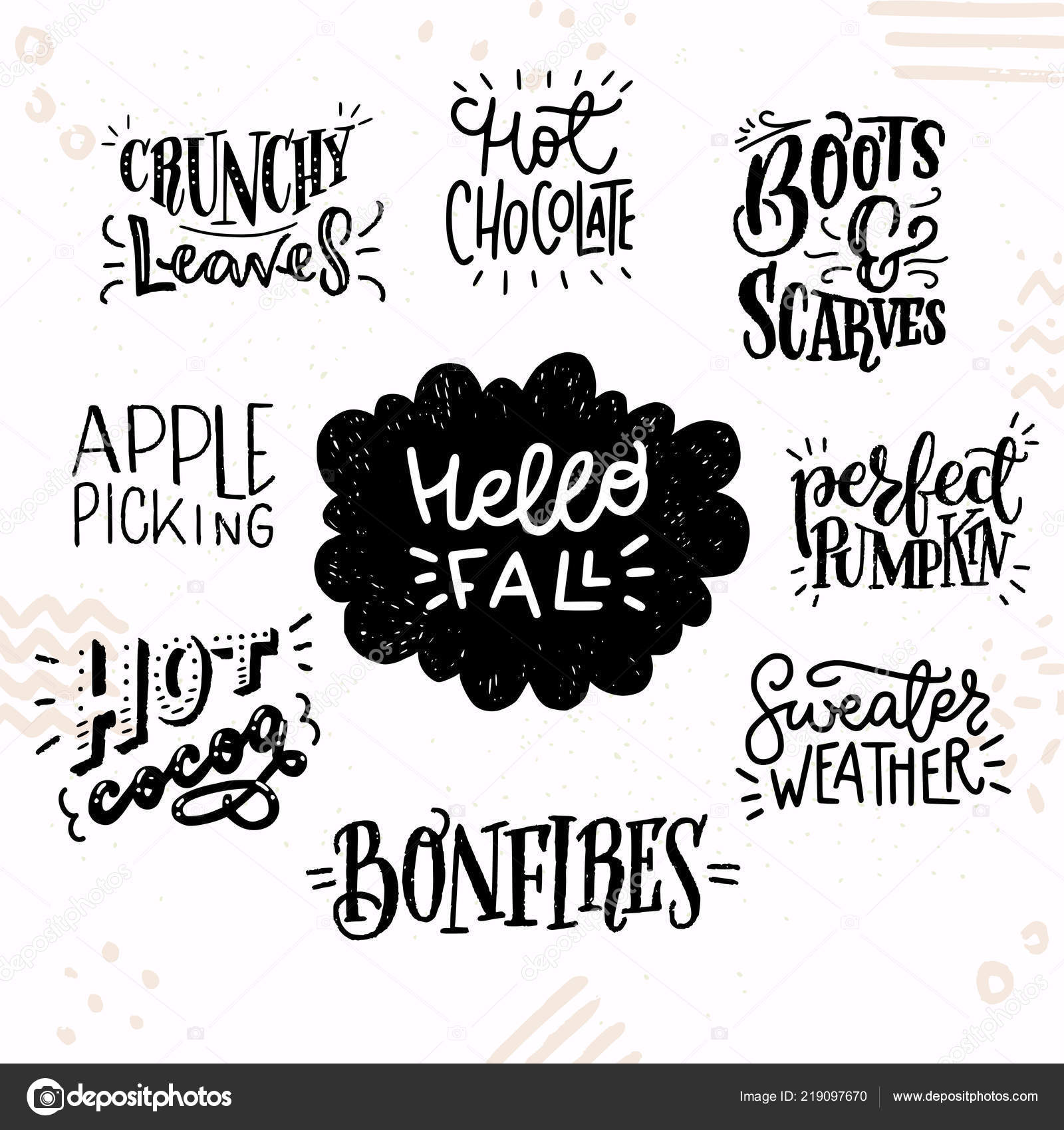 Conjunto Inspiradoras Comillas Letras Otoño Lindo Acogedor Bosque Otoño  Frases Vector de stock #219097670 de ©TashaNatasha, image size:1600x1700