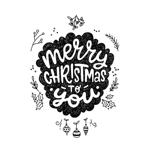 Winter Kalligrafie Zin Merry Christmas You Moderne Belettering Voor Kaarten — Stockvector