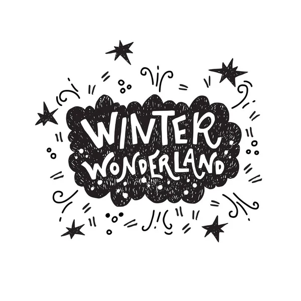 Winterurlaub Kalligraphie Ausdruck Winter Wonderland Moderne Schriftzüge Für Karten Poster — Stockvektor