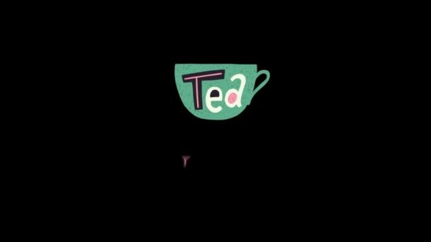 Unieke Hand Belettering Offerte Kleurrijke Vintage Animatie Met Inscriptie Tea — Stockvideo