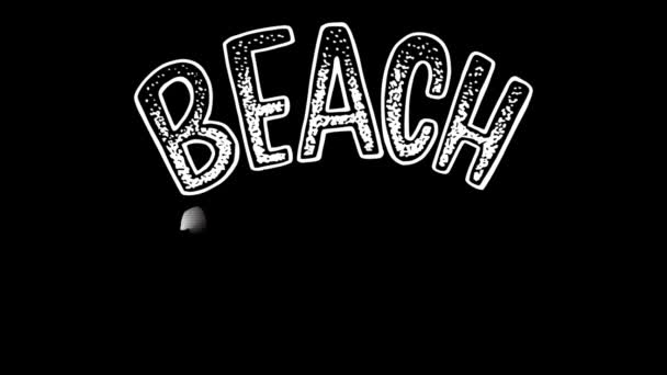 Пляжный День Оживил Текст Летнем Стиле Прозрачном Фоне Появляется Рисунок — стоковое видео