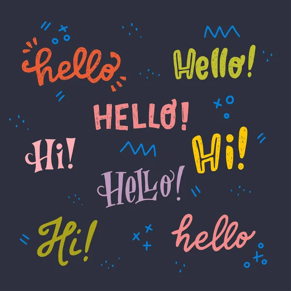 Hi, Hello set of hand lettering words — Stock Vector