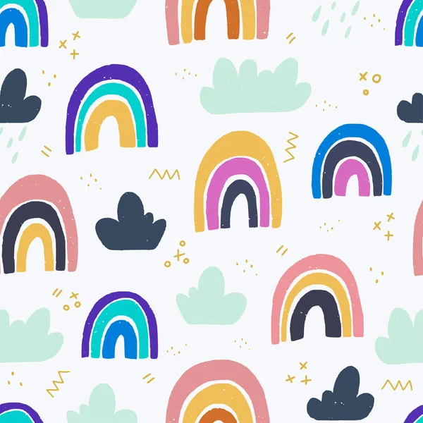 Rainbows barnsliga sömlösa mönster — Stock vektor