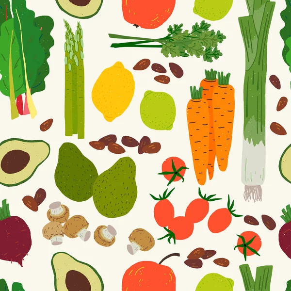 Fresh market vegetables seamless pattern — Stock Vector