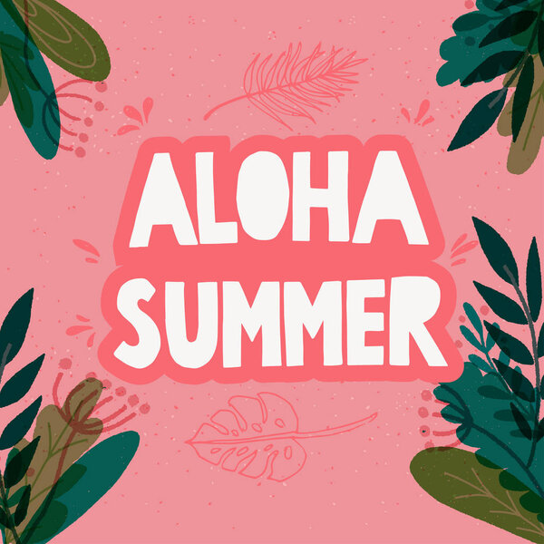 Aloha Summer inscription and floral frame