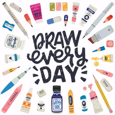 Her Gün yazıt ve clipart çizin