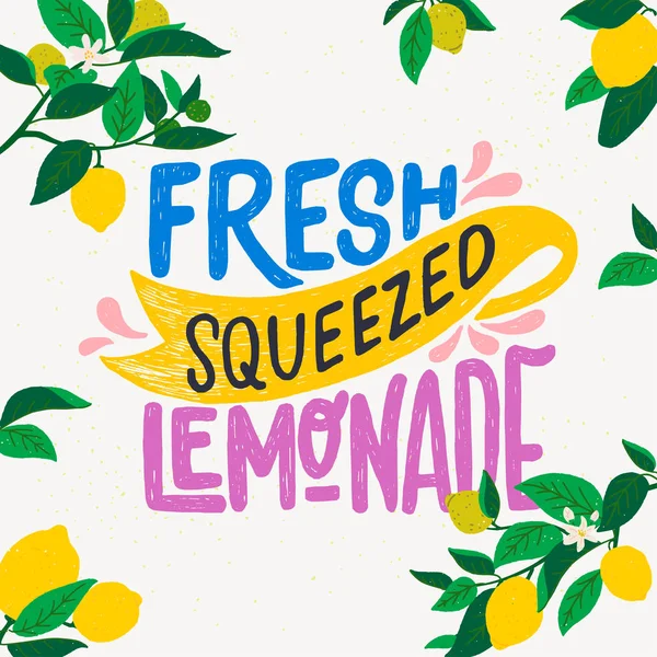 Vers geperst limonade hand belettering — Stockvector