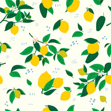 Limon dalları ve yaprakları dikişsiz desen
