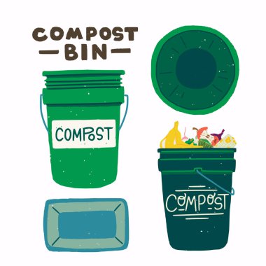 Compost bins with food scraps clipart clipart