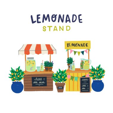 Elle çizilmiş limonata standları