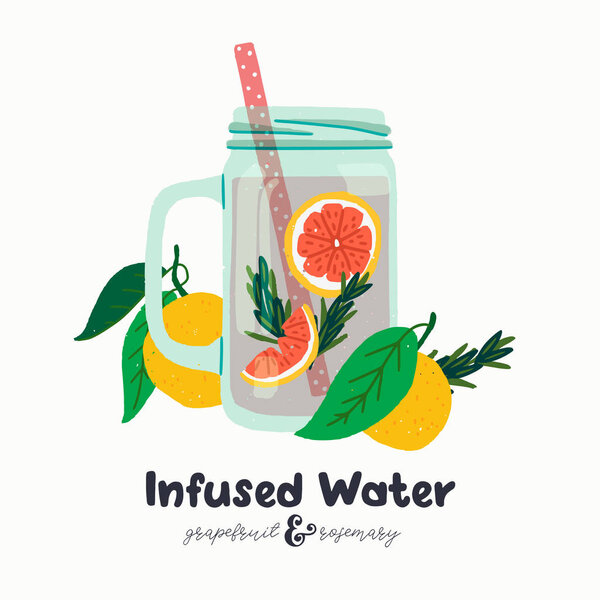 Infused grapefruit water in a jar