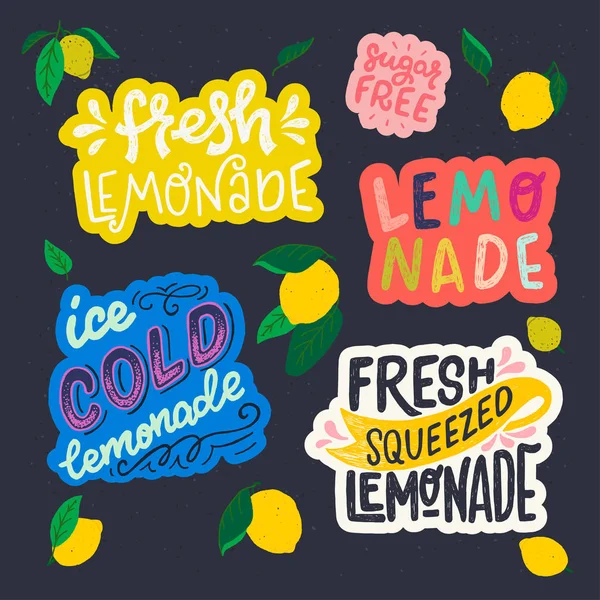 Set limonade-gerelateerde inscripties — Stockvector