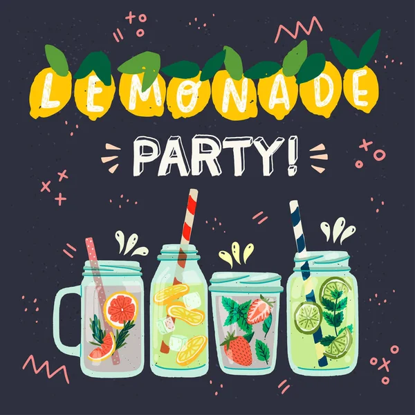 Lemonade party clipart — Stock Vector