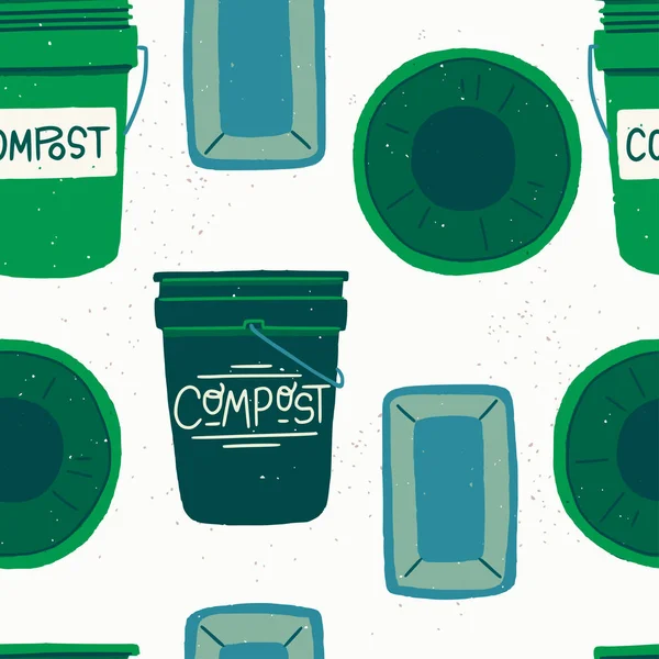Patrón sin costura con contenedores de compost — Vector de stock
