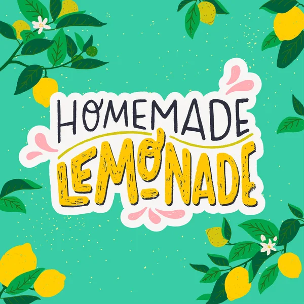 Homemade Lemonade mão lettering inscrição — Vetor de Stock