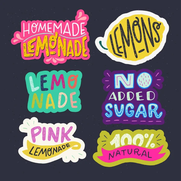 Set hand belettering limonade inscripties — Stockvector