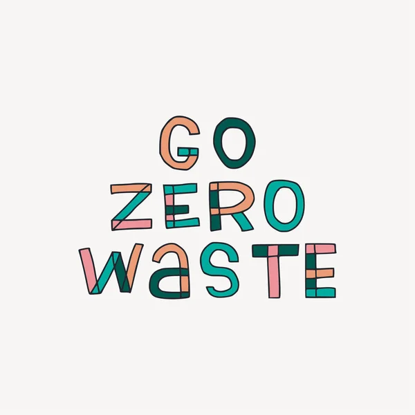 Go Zero Waste Inscripción de letras de mano — Vector de stock