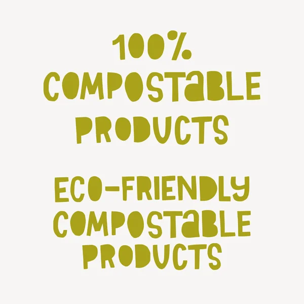 100% 可堆肥的环保产品 — 图库矢量图片