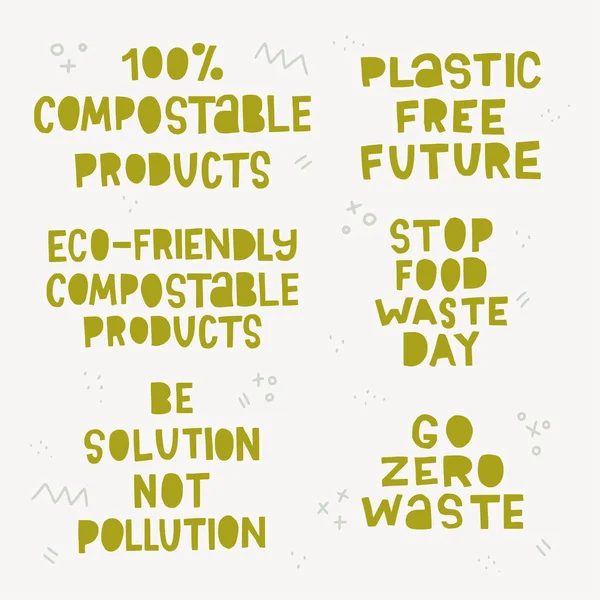 Set di frasi scritte a mano eco-compatibili Grafiche Vettoriali