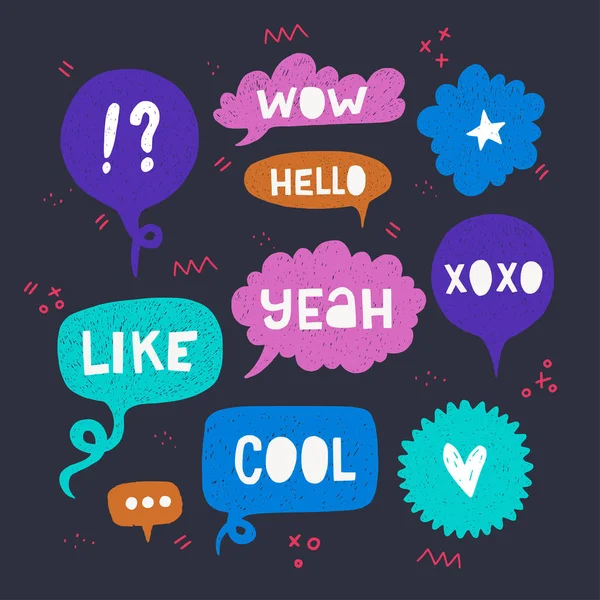 Set of colorful hand drawn speech bubbles — Stock Vector