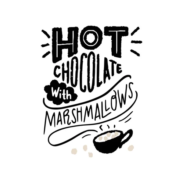 Gorąca czekolada z napisem marshmallows — Wektor stockowy