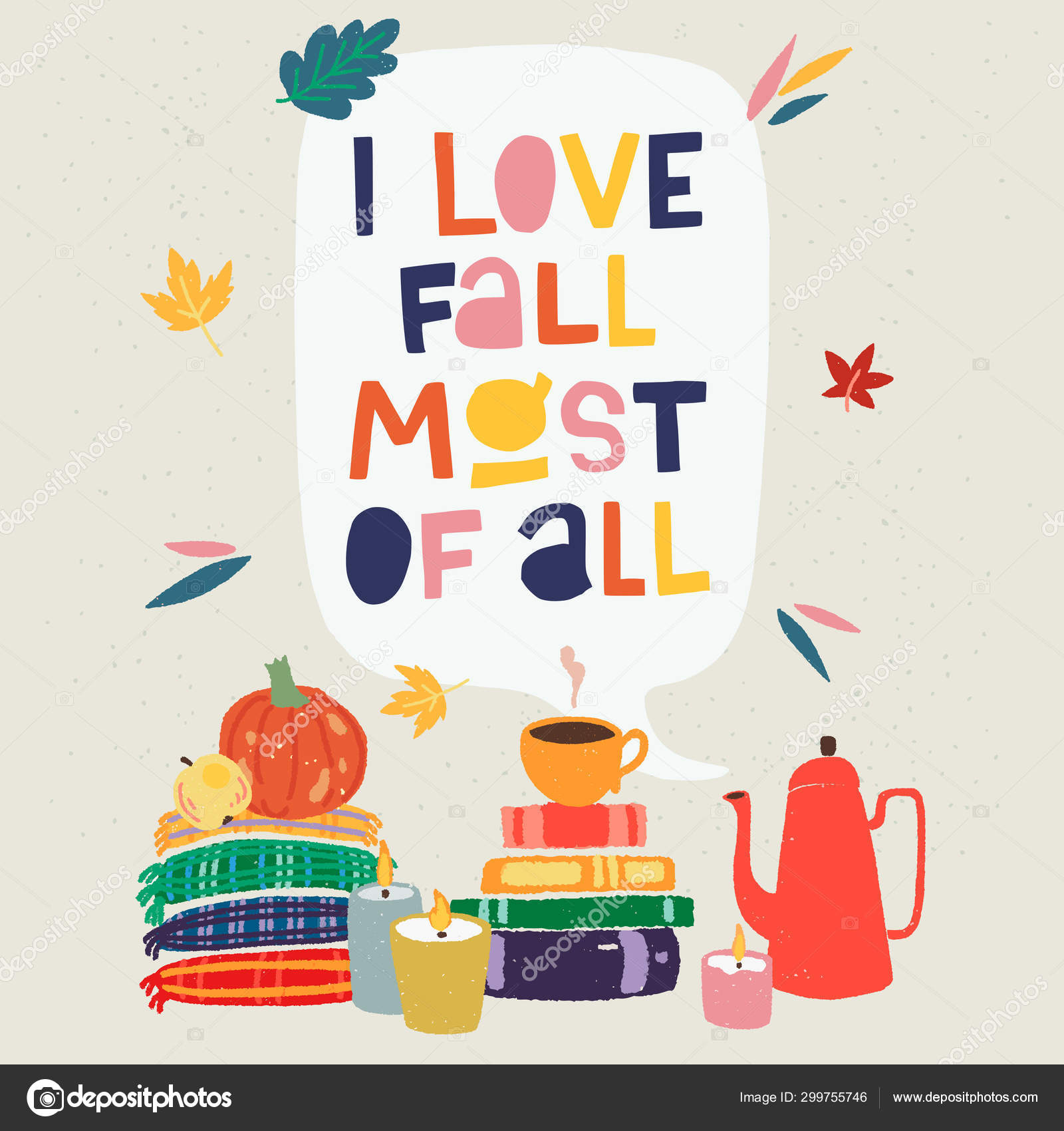 I Love Fall Most Of All Lettering And Clipart Vector Image By C Tashanatasha Vector Stock