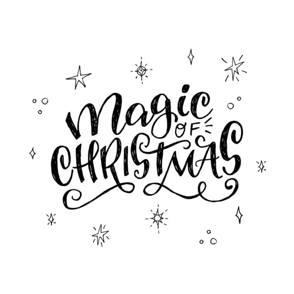 Magia di Natale frase letterin mano Illustrazioni Stock Royalty Free