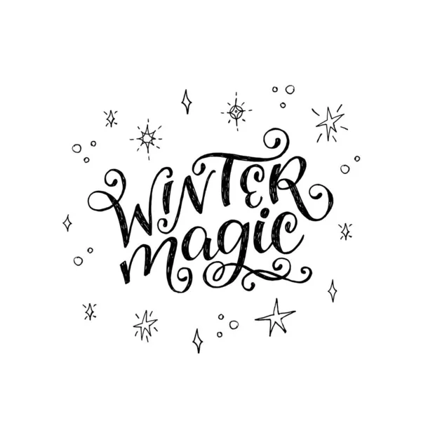 Winter Magic hand written inscription — Stock Vector