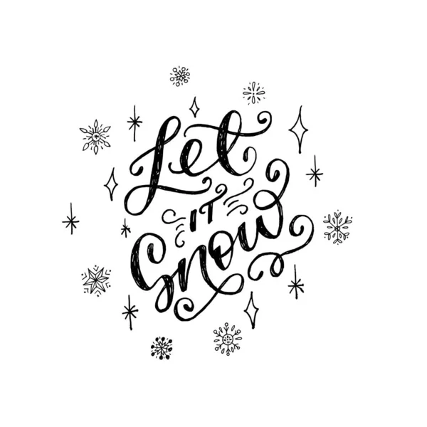 Lasciate che la neve iscrizione lettering mano — Vettoriale Stock