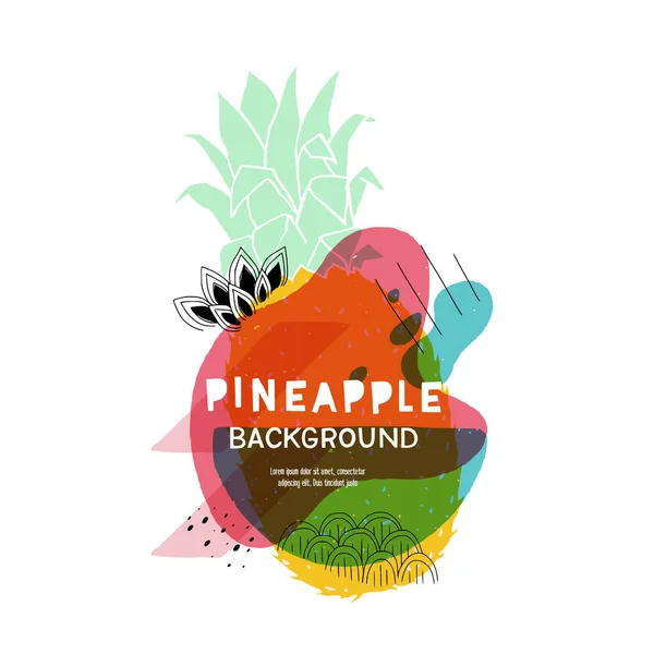 Creative Pineapple Background Trendy Fluid Shapes Flat Style Fruits Vibrant — Stock Vector