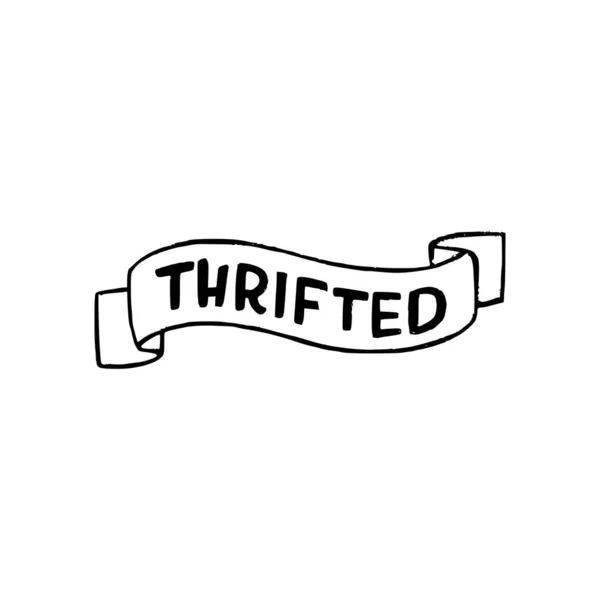 Das Wort Thrifted Bezieht Sich Auf Einkäufe Billigladen Auf Dem — Stockvektor