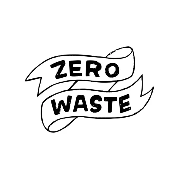 Zero Waste Benutzerdefinierte Schrift Auf Dekorativem Skizzenhaftem Band Eco Lifestyle — Stockvektor