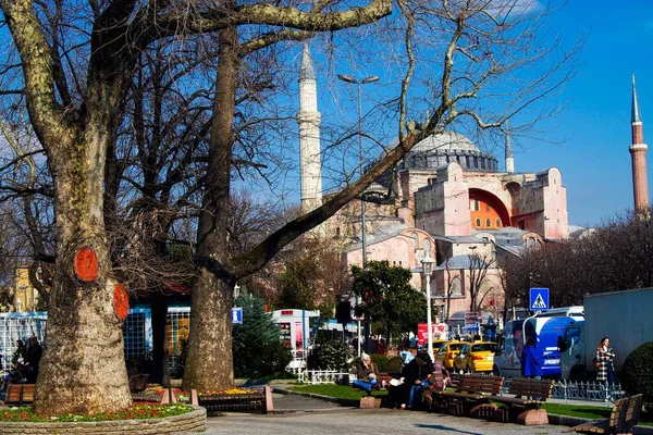 Istanbul Turquie Février 2009 Vue Sur Église Hagia Sophia Contre — Photo