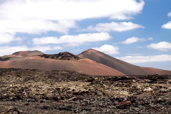 Панорамний Вид Над Лавовим Полем Кратер Конус Червоних Вулканів Тіманфаї — стокове фото
